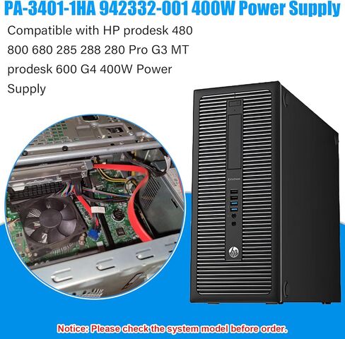 Upgraded 942332-001 L04618-800 400W Power Supply PA-3401-1HA L04618-400 PSU Compatible with HP 280 288 285 480 600 680 800 G3 G4 400W 942332-001 L76557-001 PA-3401-2HA Power Supply in Saudi Arabia