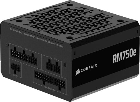 Corsair RM750e (2025) Fully Modular Low-Noise ATX Power Supply with 12V-2x6 Cable – ATX 3.1 & PCIe 5.1 Compliant, Cybenetics Gold Efficiency, 105°C-Rated Capacitors – Black (Renewed) in Saudi Arabia