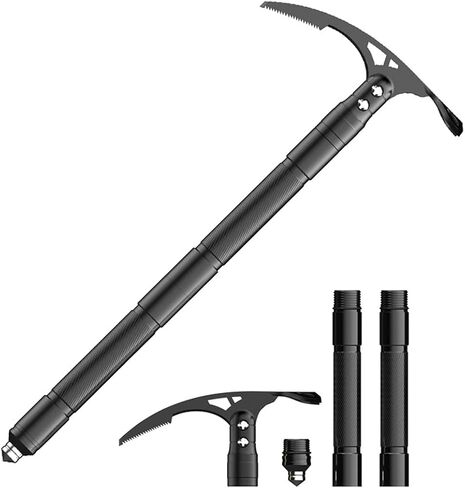 Outdoor Multi-Functional Pickaxe Double-Headed Plow Ice Ax Gorge Hammer Mountaineering Ice Ax Lightweight Climbing Ice Hammer Self-Arrest Hiking Glacier Snowy Ice Ax in Saudi Arabia