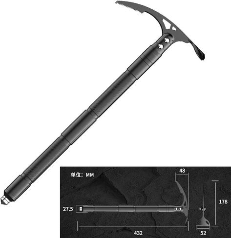 Outdoor Multi-Functional Pickaxe Double-Headed Plow Ice Ax Gorge Hammer Mountaineering Ice Ax Lightweight Climbing Ice Hammer Self-Arrest Hiking Glacier Snowy Ice Ax in Saudi Arabia