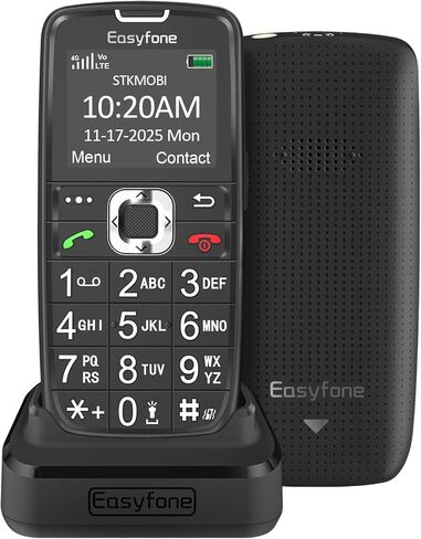 Easyfone Prime-A6 Unlocked 4G Feature Cell Phone, Easy-to-Use Big Button Simple Basic Dumb Mobile Phone for Seniors & Digital Detox with FM Radio, Flashlight, SOS Button and Bluetooth, FCC Certified | Easy Charging Dock, No Internet Browser, No Camera, Pr in Saudi Arabia