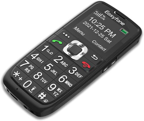 Easyfone Prime-A6 Unlocked 4G Feature Cell Phone, Easy-to-Use Big Button Simple Basic Dumb Mobile Phone for Seniors & Digital Detox with FM Radio, Flashlight, SOS Button and Bluetooth, FCC Certified | Easy Charging Dock, No Internet Browser, No Camera, Pr in Saudi Arabia