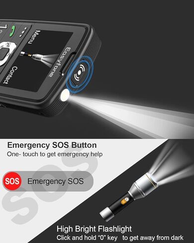 Easyfone Prime-A6 Unlocked 4G Feature Cell Phone, Easy-to-Use Big Button Simple Basic Dumb Mobile Phone for Seniors & Digital Detox with FM Radio, Flashlight, SOS Button and Bluetooth, FCC Certified | Easy Charging Dock, No Internet Browser, No Camera, Pr in Saudi Arabia