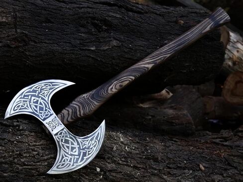 فأس فايكنغ مزدوج اليد مقاس 24 بوصة، فأس نورسي كبير، فأس على الطراز الإسكندنافي فأس مزدوج الرأس، فأس فايكنغ، تاريخ الأساطير الإسكندنافية أدوات دعامة الدفاع عن النفس in Kuwait