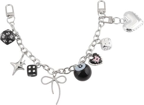 8 Ball Dice Bow Bag Chain Charm Extender - Purse Charms for Handbags - Y2K Keychain Tote Bags Accessories for Women in Saudi Arabia