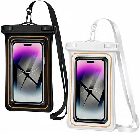 2-Pack IPX8 Floating Waterproof Phone Pouch, Dry Bag with Lanyard, Fits up to 7.2", Compatible with iPhone 16/15/14/13 Pro Max, Galaxy S25/S24 Ultra, Pixel for Snorkeling, Kayaking(Black-Black) in Saudi Arabia