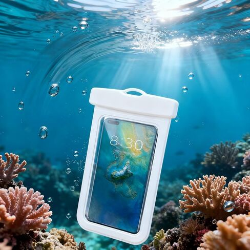 White Waterproof Phone Pouch, IPX8 Submersible Phone Case Dry Bag for Beach & Swimming, Universal Fit for iPhone 17 16 15 14 13 Pro Max, Samsung Galaxy (Single Pack) in Saudi Arabia