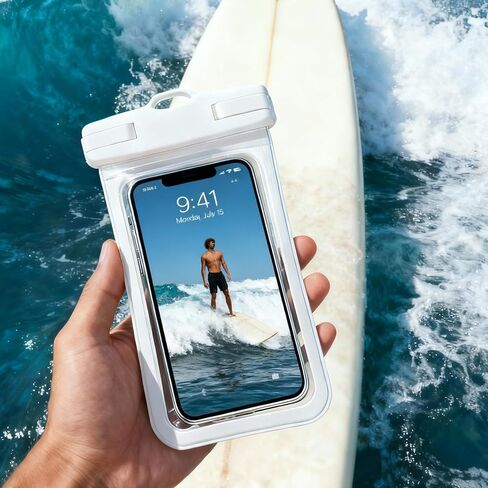 White Waterproof Phone Pouch, IPX8 Submersible Phone Case Dry Bag for Beach & Swimming, Universal Fit for iPhone 17 16 15 14 13 Pro Max, Samsung Galaxy (Single Pack) in Saudi Arabia