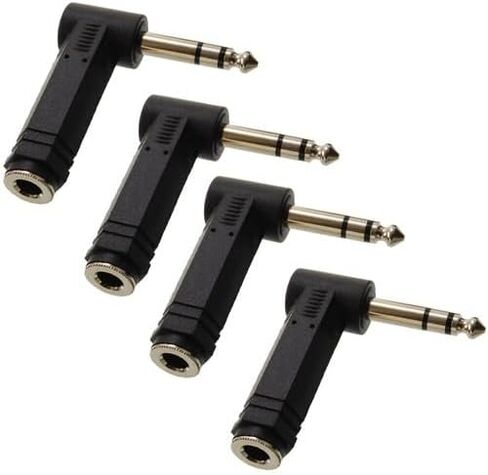 4-Piece 1/4" (6.35mm) TRS Stereo Right-Angle Audio Adapter Kit – Male-to-Female, Space-Saving Angle, Professional-Grade Contacts in Saudi Arabia