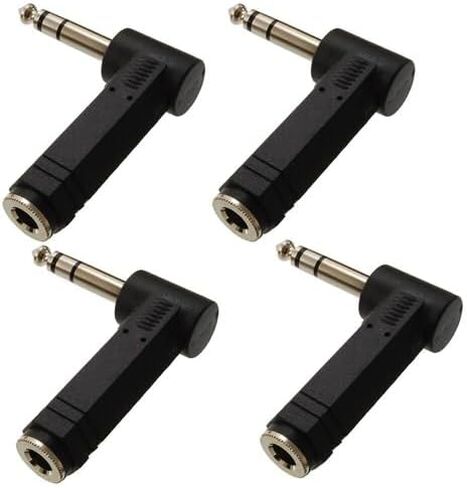 4-Piece 1/4" (6.35mm) TRS Stereo Right-Angle Audio Adapter Kit – Male-to-Female, Space-Saving Angle, Professional-Grade Contacts in Saudi Arabia