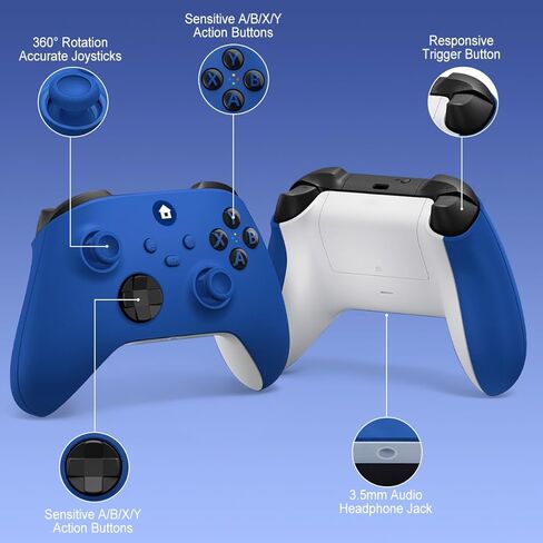 ADHLEK لوحدة تحكم Xbox، وحدة تحكم Xbox One - الاقتران والتبديل بسهولة بين الأجهزة، متوافق مع Xbox Series X|S، Xbox One، Windows 10/11 PC - أزرق in Kuwait
