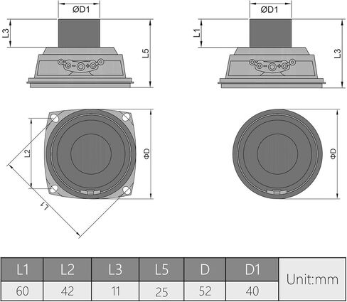Fielect DIY Magnetic Speaker 3W 4 Ohm Full Range Audio Speaker Stereo Woofer Loudspeaker Replacement for Arduino, 52mm Diameter 1Pc in Saudi Arabia