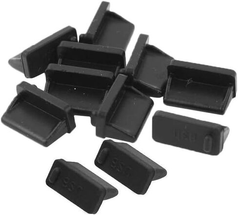 6.5mmx2.3mm Silicone Micro USB Cap Port Cover Anti Dust Protector Black - （10Pcs in Saudi Arabia