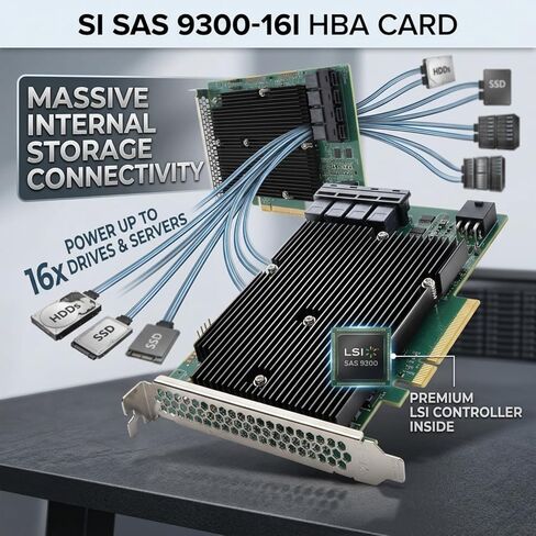 Yosoo Health Gear LSI SAS 9300 16I HBA Card, 12Gbps 16 SATA SAS Port HBA Host Bus Adapter Card HBA RAID Controller Card PCIe HBA Expander Card for Windo w S for Linux for VMware in Saudi Arabia