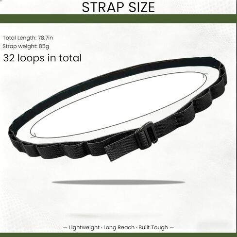 Tree Saddle Hunting Accessories – 6.6ft Timber Strap & Bow Hanger, Saddle Hunting Gear with 32-Loop Daisy Chain, Metal Hooks & Integrated G-Hook Buckle in Saudi Arabia