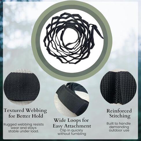 Tree Saddle Hunting Accessories – 6.6ft Timber Strap & Bow Hanger, Saddle Hunting Gear with 32-Loop Daisy Chain, Metal Hooks & Integrated G-Hook Buckle in Saudi Arabia