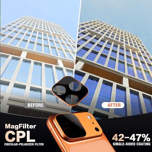 CPL Phone Camera Lens Filter Kit, Magnetic Circular Polarizer Filter Lens Filter for iPhone 17 Pro Max, Eliminates Polarized Light, Increases Color Saturation, Reduces Reflections in Saudi Arabia