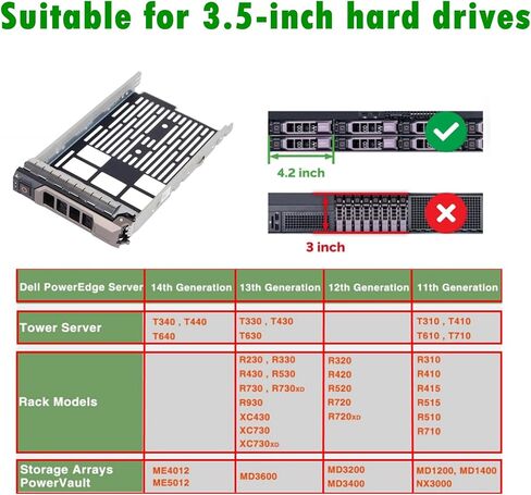 8 Pack Hard Drive Tray Caddy KG1CH 0KG1CH HDD Caddy 3.5 Hard Drive Bracket SSD Tray Compatible with Dell PowerEdge R430 R530 R630 R730 T430 T630 T440 R420 R520 R620 R720 T420 T620 R510 R710 T410 T610 in Saudi Arabia