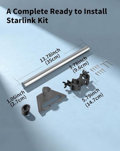 Starlink Mini Mount, Aluminum Adjustable Heavy-Duty Mount & Pole Mount Kit, Compatible with 2025 Starlink Mini Standard Dish, Ideal for RV, Camper, Roof Rack, Balcony in Saudi Arabia
