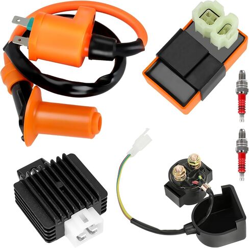 GREHUA GY6 ملف الإشعال CDI Box Starter Solenoid Relay متوافق مع 150cc 50cc 125cc Tao tao Scooter Moped ATM50 Pony VIP Roketa Go Kart Pit Dirt Bike Parts مع منظم الجهد الكهربائي البرتقالي in Saudi Arabia