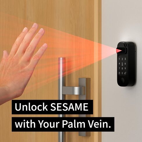 Sesame Face Pro، قفل ذكي، قفل ذكي، التعرف البيومتري على الوجه وراحة اليد، سلك المرور، بصمة الإصبع، بطاقة NFC، قفل باب دخول بدون مفتاح بلوتوث للباب الأمامي، المنزل، Airbnb، تأجير العطلات in Kuwait