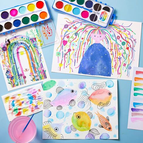 Shuttle Art 12 Colors Watercolor Paint Set Bulk, Pack of 30, Watercolor Paint Set with Paint Brushes for Kids and Adults, Washable Paint for Classroom, Parties, Kindergarten and Art Activities in Saudi Arabia