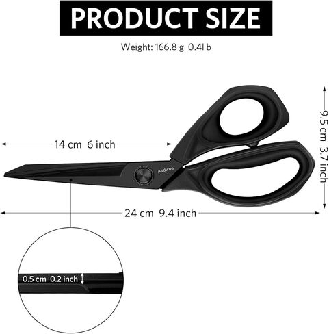 Asdirne Professional Fabric Scissors Set, Titanium Coating Sewing Scissors, Ultra-Sharp Blade Tailor Scissors, Ergonomic Rubber Handle, Great for Craft, Sewing and Daily Use, 9.4"/5", Set of 2 in Saudi Arabia