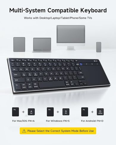 CZUR K5S Bluetooth Keyboard with Touchpad, Wireless & Wired Keyboard with Trackpad for PC, Laptop, Tablet & Phone, Multi-Device Portable Rechargeable Keyboard, for Windows/Mac/Android/iOS (No Backlit) in Saudi Arabia