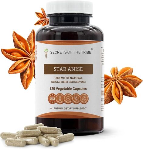 Secrets of the Tribe Star Anise 60 Capsules, 1000 mg, Star Anise (Illicium verum) Dried Seed (60 Capsules) in Saudi Arabia