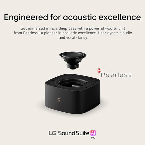 LG W7 Sound Suite Wireless Subwoofer - 8" Deep Bass, Dolby Atmos FlexConnect, Compatible TVs, H7 Soundbar & M5/M7 Speakers, Flexible Vertical/Horizontal Placement – Black (New 2026 Model) in Saudi Arabia