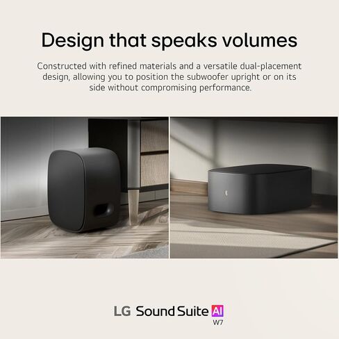 LG W7 Sound Suite Wireless Subwoofer - 8" Deep Bass, Dolby Atmos FlexConnect, Compatible TVs, H7 Soundbar & M5/M7 Speakers, Flexible Vertical/Horizontal Placement – Black (New 2026 Model) in Saudi Arabia
