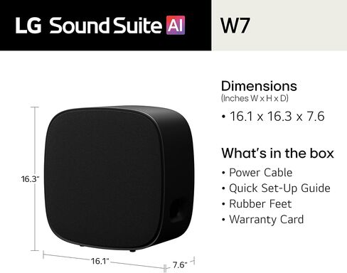 LG W7 Sound Suite Wireless Subwoofer - 8" Deep Bass, Dolby Atmos FlexConnect, Compatible TVs, H7 Soundbar & M5/M7 Speakers, Flexible Vertical/Horizontal Placement – Black (New 2026 Model) in Saudi Arabia