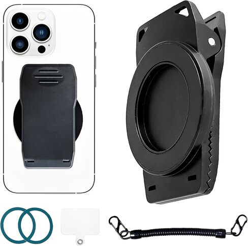 Strong Magnetic Phone Belt Clip with Safety Strap for MagSafe, Hands-Free Phone Holder Mount Compatible with iPhone Samsung Google Moto for Hiking Travel Backpack Outdoor Tactical Gear – EYJ in Saudi Arabia
