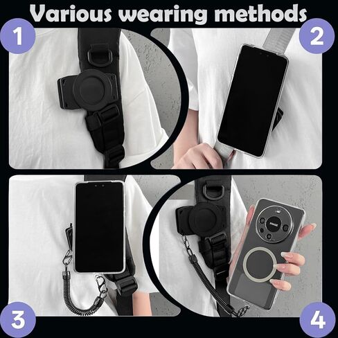 Strong Magnetic Phone Belt Clip with Safety Strap for MagSafe, Hands-Free Phone Holder Mount Compatible with iPhone Samsung Google Moto for Hiking Travel Backpack Outdoor Tactical Gear – EYJ in Saudi Arabia