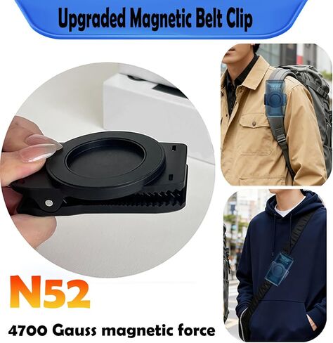 Strong Magnetic Phone Belt Clip with Safety Strap for MagSafe, Hands-Free Phone Holder Mount Compatible with iPhone Samsung Google Moto for Hiking Travel Backpack Outdoor Tactical Gear – EYJ in Saudi Arabia
