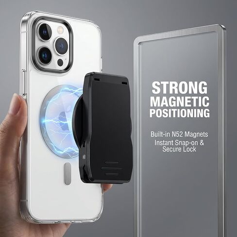 Strong Magnetic Phone Belt Clip with Safety Strap for MagSafe, Hands-Free Phone Holder Mount Compatible with iPhone Samsung Google Moto for Hiking Travel Backpack Outdoor Tactical Gear – EYJ in Saudi Arabia