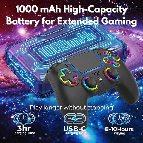 NEVORK Wireless Controller for PS5 Console and PC, Hall Effect Joysticks and Hall Triggers, RGB LED Gaming Controller 7 Colors, Programmable Back Buttons M1 M2, Turbo Rapid Fire, Dual Vibration, 6 Axis Motion, 3.5mm Audio Jack, Black in Saudi Arabia