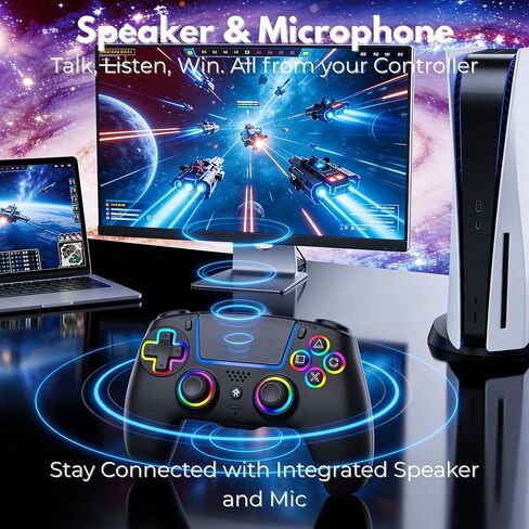 NEVORK Wireless Controller for PS5 Console and PC, Hall Effect Joysticks and Hall Triggers, RGB LED Gaming Controller 7 Colors, Programmable Back Buttons M1 M2, Turbo Rapid Fire, Dual Vibration, 6 Axis Motion, 3.5mm Audio Jack, Black in Saudi Arabia