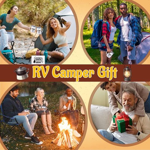 Patelai 3 Pcs Camping Gifts for Women Men 17oz Insulated Mug with Handle Makeup Bag Keychain for Camper Camping Lovers Rv Owners Hiking Travel Accessories in Saudi Arabia