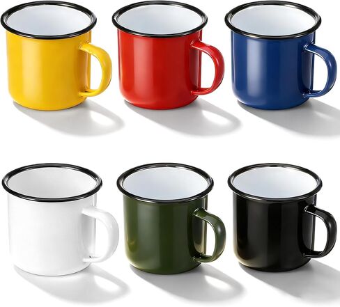 6 Pack Enamel Camping Mugs 12 oz Coffee Mugs with Handle 6 Colors Portable Camp Drinking Cups Bulk Vintage Metal Cups for Home Office Party Supplies in Saudi Arabia