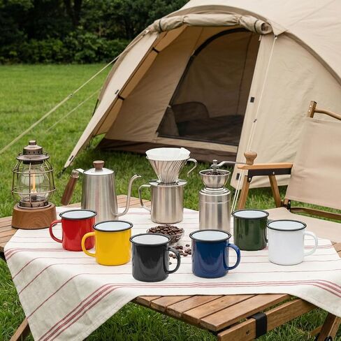6 Pack Enamel Camping Mugs 12 oz Coffee Mugs with Handle 6 Colors Portable Camp Drinking Cups Bulk Vintage Metal Cups for Home Office Party Supplies in Saudi Arabia