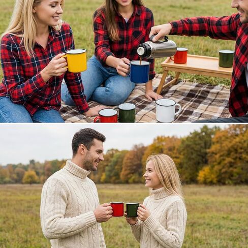 6 Pack Enamel Camping Mugs 12 oz Coffee Mugs with Handle 6 Colors Portable Camp Drinking Cups Bulk Vintage Metal Cups for Home Office Party Supplies in Saudi Arabia
