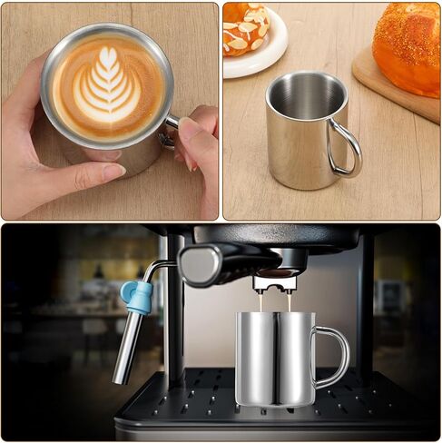 4 Set 10oz/300ml Stainless Steel Mug with Handle,Metal Double Walled Camping Coffee Mugs,Dishwasher Safe Tea Cups for Home Camping Travel Outdoors Keep Drinks Hot in Saudi Arabia