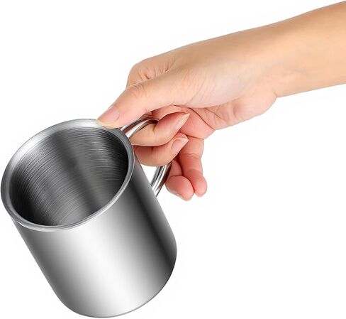 4 Set 10oz/300ml Stainless Steel Mug with Handle,Metal Double Walled Camping Coffee Mugs,Dishwasher Safe Tea Cups for Home Camping Travel Outdoors Keep Drinks Hot in Saudi Arabia
