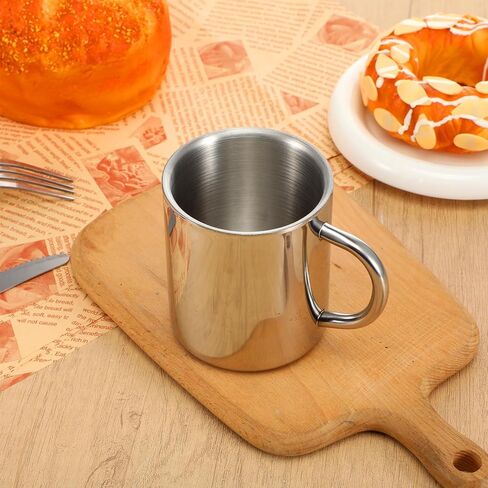 4 Set 10oz/300ml Stainless Steel Mug with Handle,Metal Double Walled Camping Coffee Mugs,Dishwasher Safe Tea Cups for Home Camping Travel Outdoors Keep Drinks Hot in Saudi Arabia