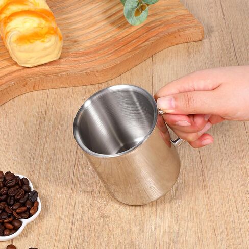 4 Pcs 10oz/300ml Stainless Steel Coffee Mugs with Handle, Metal Double Walled Tea Cups Anti Scalding Insulated Mugs Camping Mug for Home Camping Travel Outdoors RV Keep Drinks Hot in Saudi Arabia