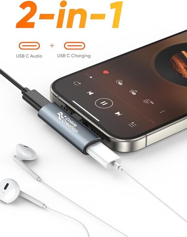 CableCreation Type C Aux Cord Adapter with PD 60W Fast Charging,USB C to Headphone Jack Splitter Compatible with iPad Pro MacBook iPhone 16 15 S9/S10/S20/S21 Ultra/S22/S23/S24, Pixel 9/8/7/6+ in Saudi Arabia