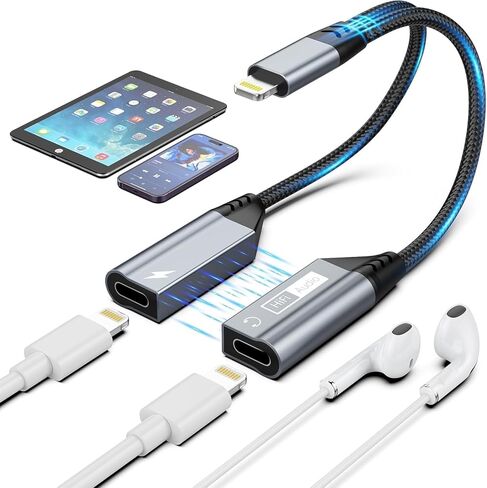 Magnetic Lightning to 3.5mm Headphone Jack Adapter, [Apple MFi Certified] 2 in 1 iPhone Headphone Adapter Aux Audio and Charger Adapter,iPad Headphone Adapter Charging Cable Splitter for iPhone 14 13 in Saudi Arabia