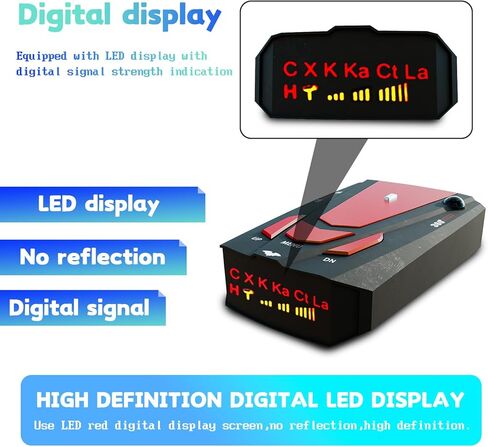 Driving Aids Laser/Radarr-Detector for Cars - Long Range Detection, Mute Memory, City/Highway Mode, Led Display, False Alert Filtering VG-2 Immunity, Ideal Gifts (Red) in Saudi Arabia