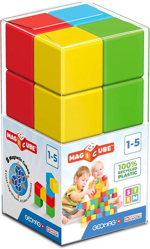 GEOMAG Premium Swiss-MagiCube مجموعة بناء مكعبات التراص المغناطيسية المكونة من 64 قطعة، للأطفال الصغار والأطفال الذين تتراوح أعمارهم بين 1-5 سنوات، لعبة تعليمية STEM، الإبداع، الخيال، متعة التعلم المبكر، التعبئة والتغليف الكريستال in Kuwait